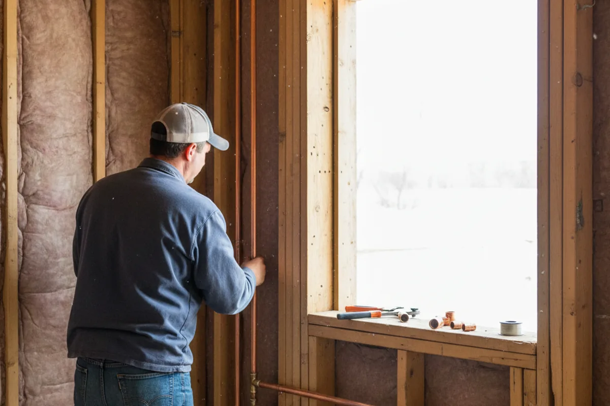 Licensed plumber running new copper supply lines in a Slippery Rock home